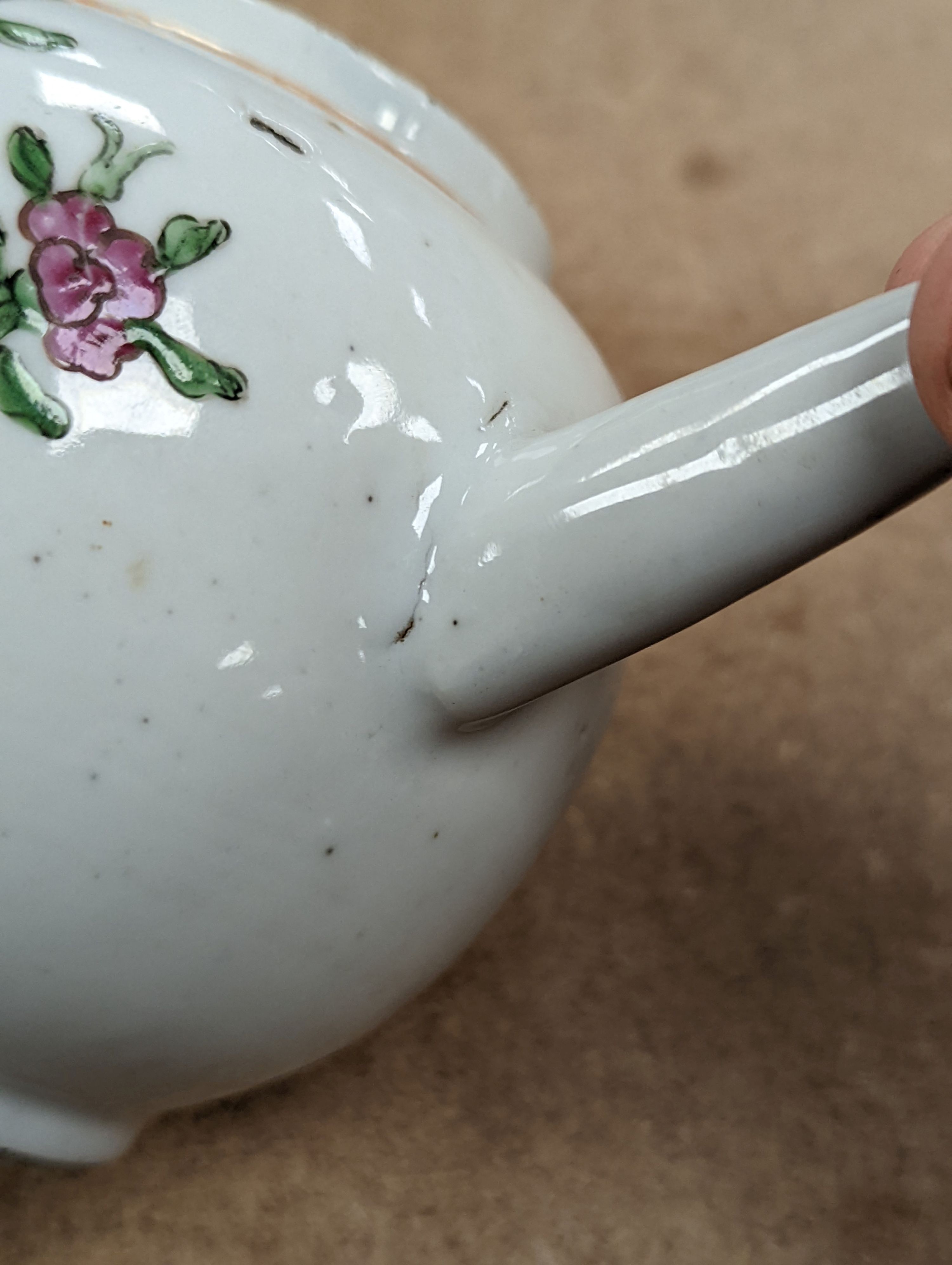 An 18th century Chinese famille rose teapot and associated cover 13cm